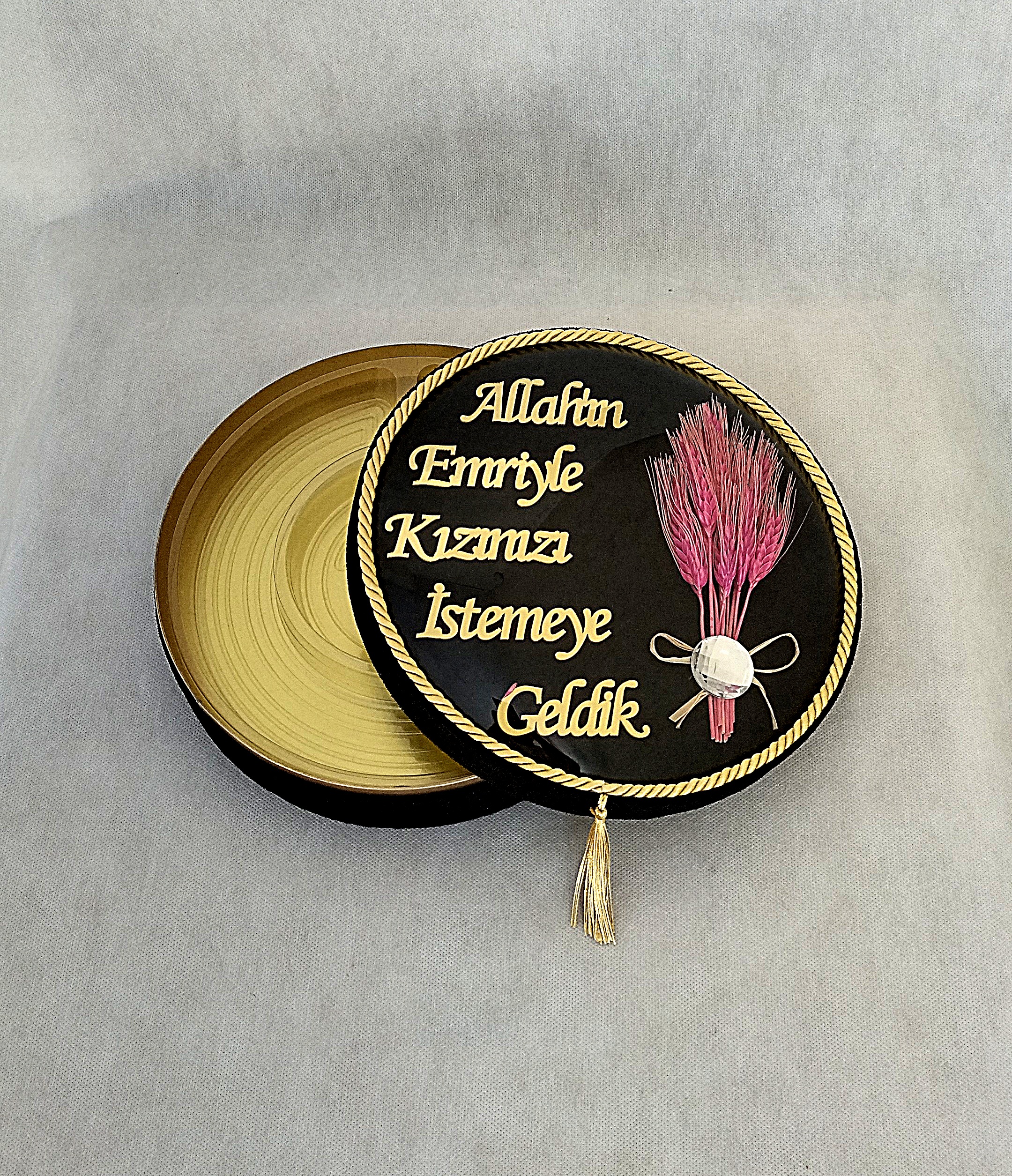 NR BOMBE CAMLI KIZ İSTEME YAZILI KADİFE KUTU SİYAH
