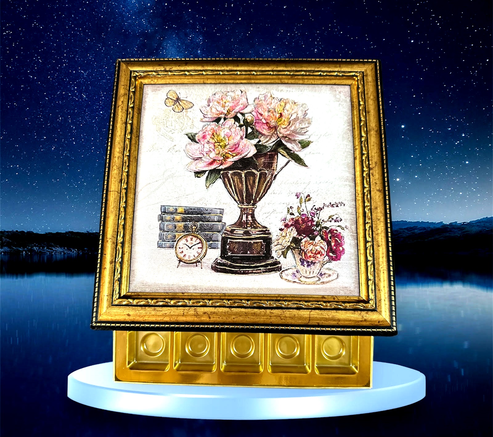 LB 25 GÖZLÜ KANVAS ALTIN VARAK EL İŞÇİLİĞİ ÇALIŞMASI 30*30 CM - 120