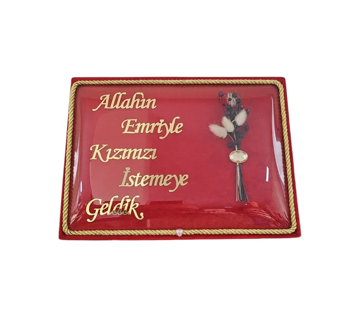 YC BOMBELİ CAM DİKDÖRTGEN KIZ İSTEME KIRMIZI