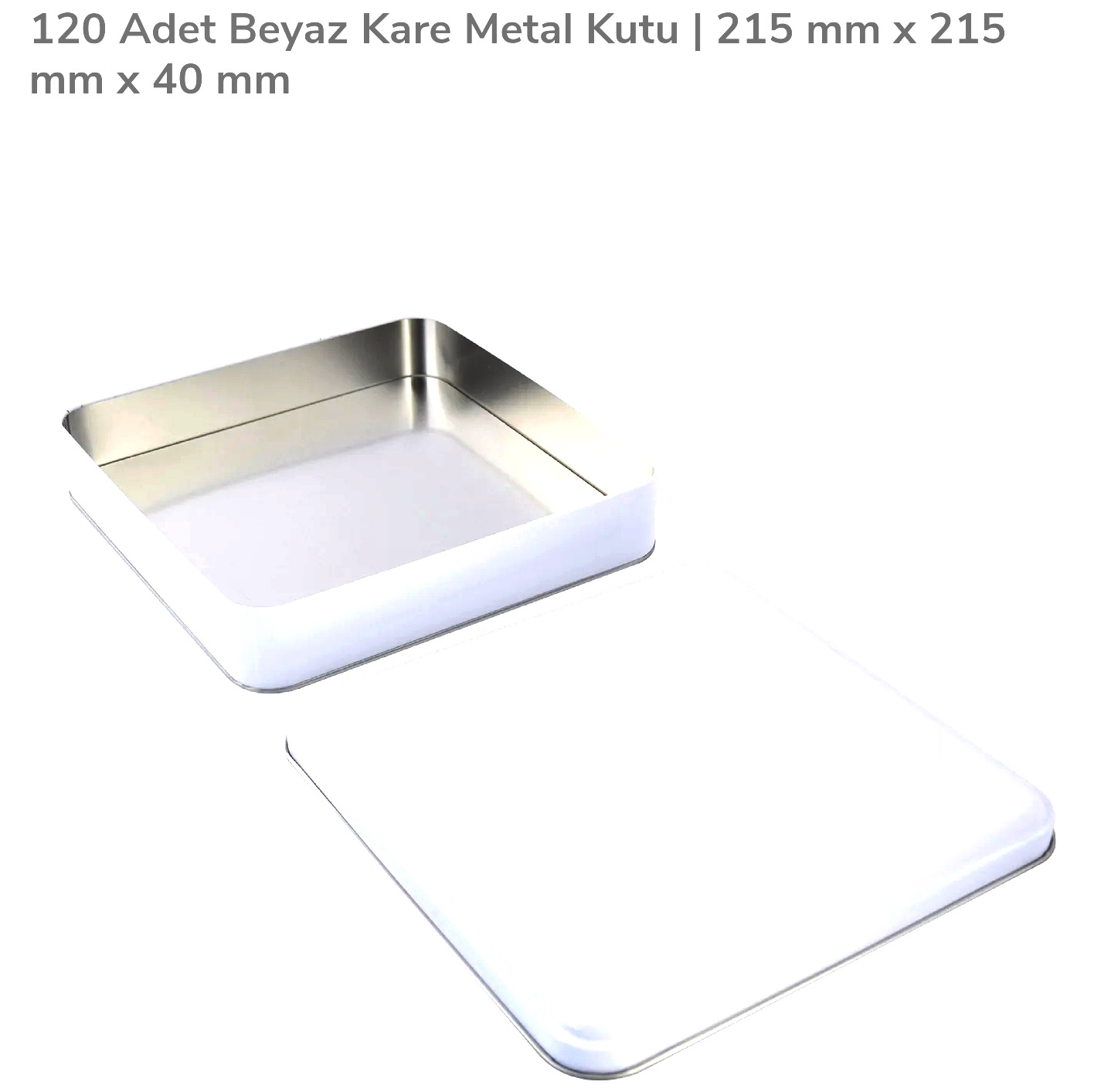 MŞ BEYAZ KARE İÇİ ŞEFFAF METAL KUTU 215*215*40 MM