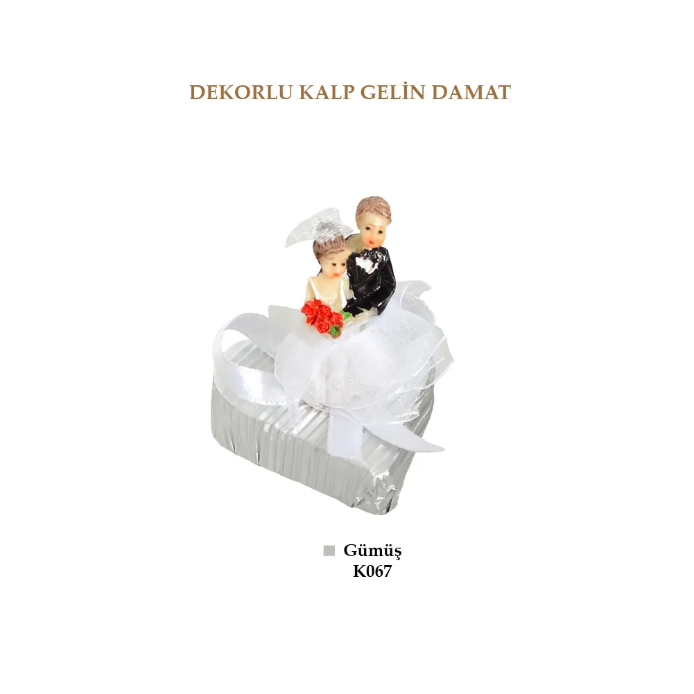 BOLÇİ - K067 Dekorlu Gelin Damat Kalp Spesiyal (KG FİYATI 1964 KRŞ'TUR. KOLİ İÇİ 2 KG'DİR.)