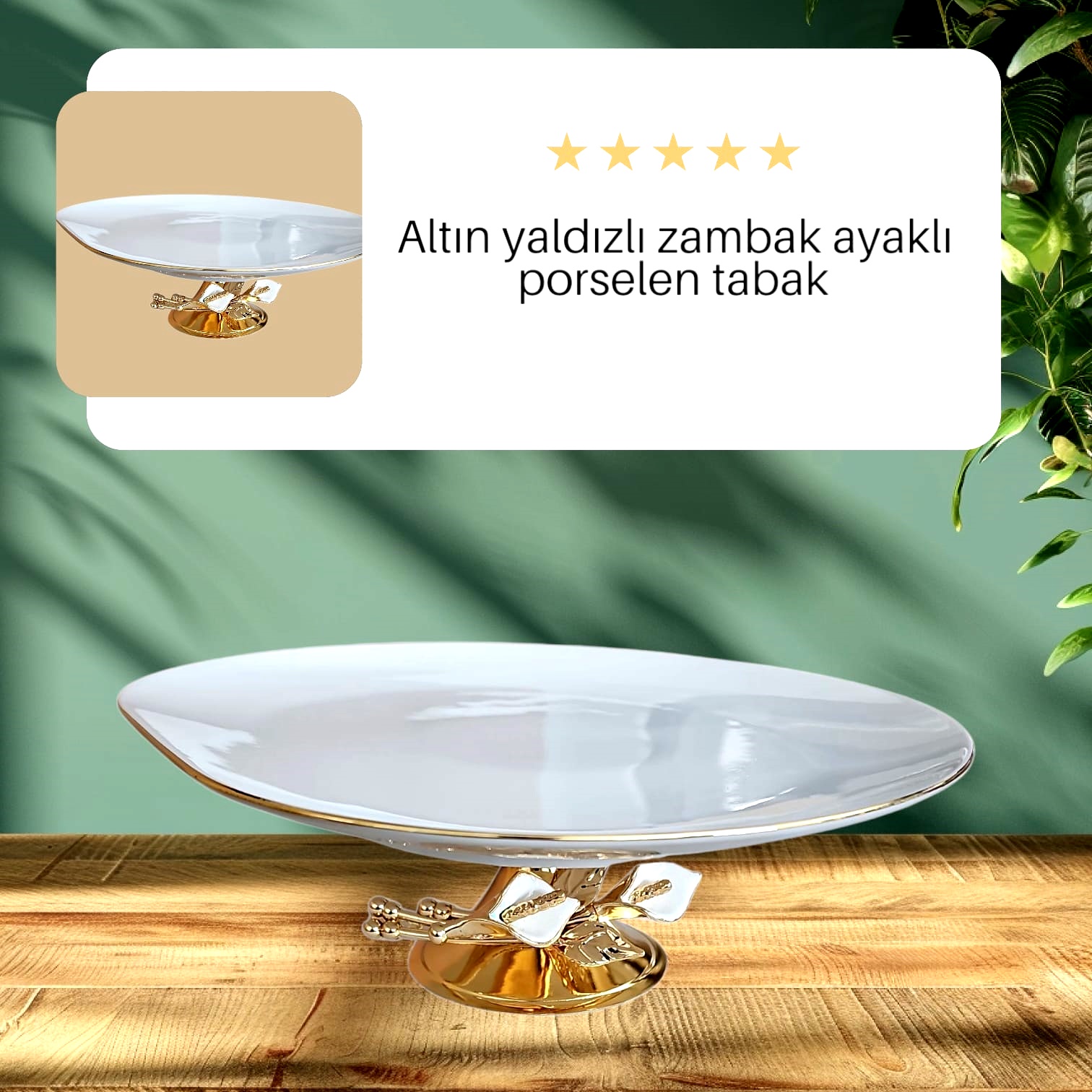 ART BEYAZ ZAMBAK ALTIN YALDIZ PORSELEN 06