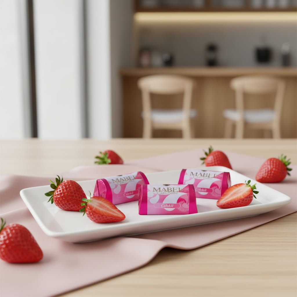 MABEL / 80443 ÇİLEKLİ MİLKİNİ BATON ÇİKOLATA ( KG FİYATI 1146 TL'DİR , KOLİ İÇİ 3 KG 'DİR)