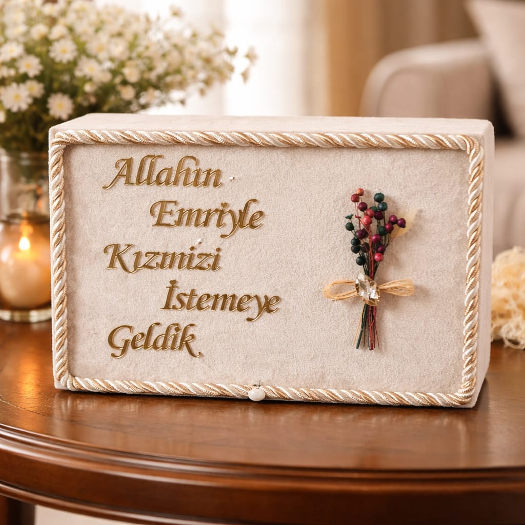 YC BOMBELİ CAM DİKDÖRTGEN KIZ İSTEME BEYAZ