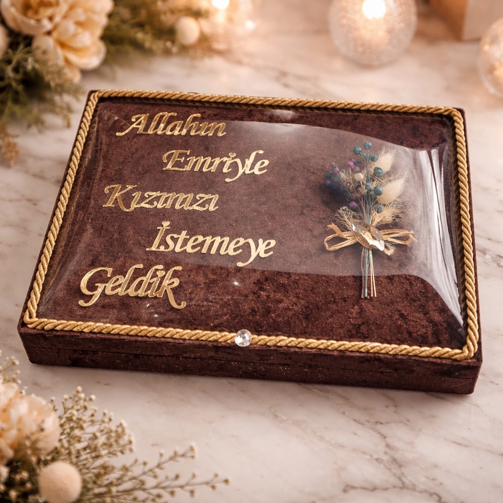 YC BOMBELİ CAM DİKDÖRTGEN KIZ İSTEME KAHVERENGİ