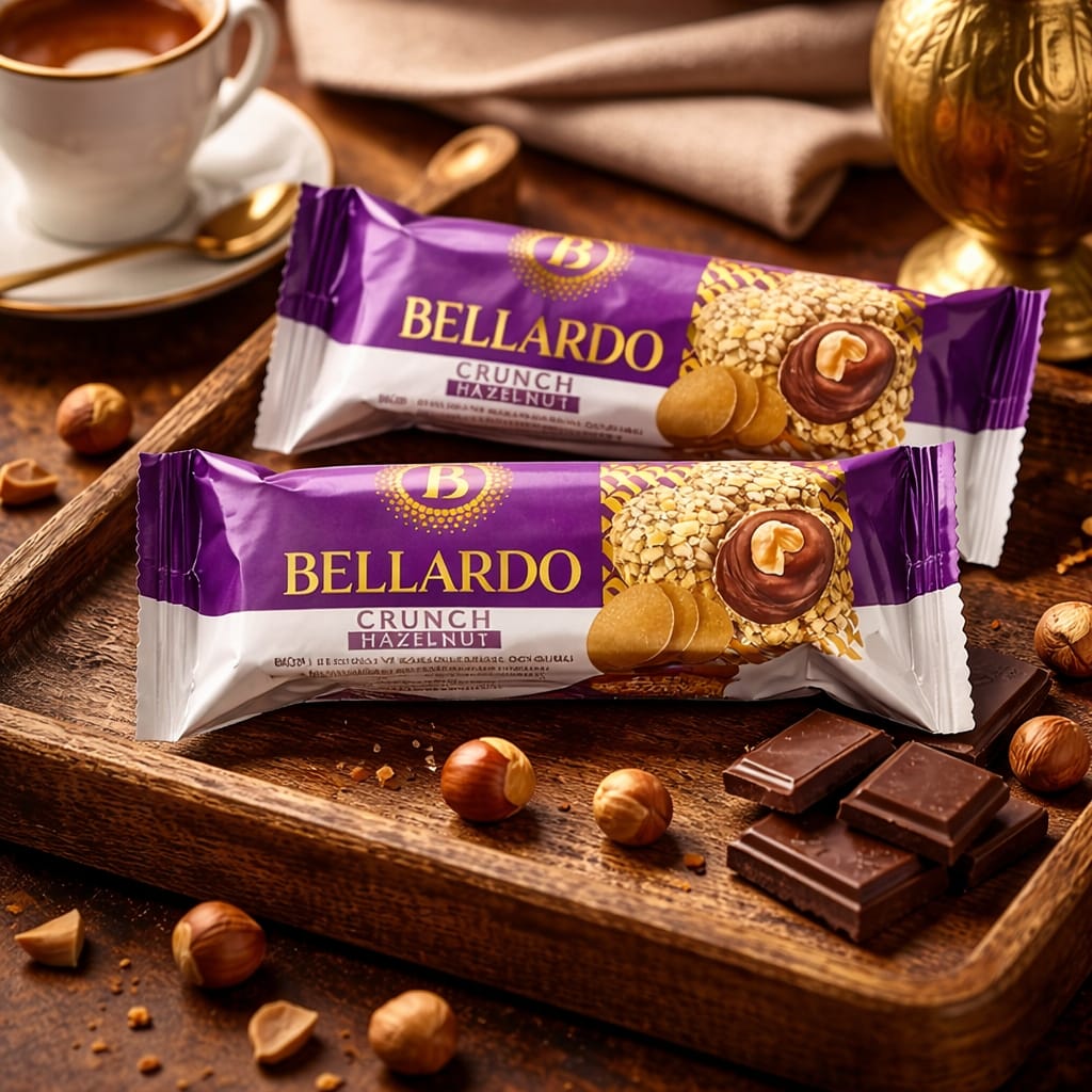 BELLARDO 3'LÜ PAKET 30 GR İÇİ BÜTÜN FINDIKLI DIŞI CRUNCH KAPLAMALI ÇİKOLATA DOLGULU TRÜF (ADET FİYATI 32 TL'DİR. KUTU İÇİ 16 ADETTİR) -- 199