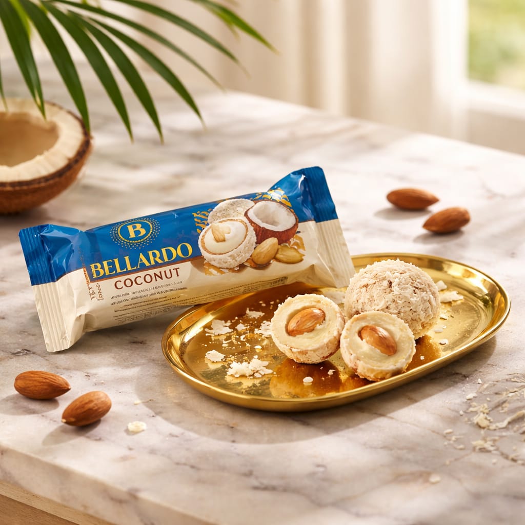 BELLARDO 3'LÜ PAKET 30 GR İÇİ HİNDİSTAN CEVİZLİ İÇİ TÜM BADEMLİ KREMA DOLGULU TRÜF ÇİKOLATA (ADET FİYATI 32 TL'DİR. KUTU İÇİ 16 ADETTİR) -- 0990