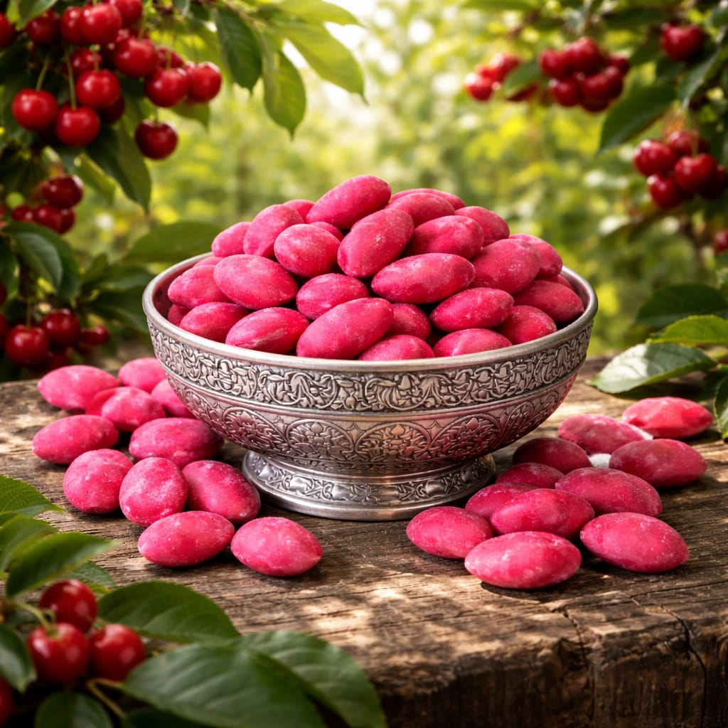 PREMIUM MARDİN YÖRESEL VİŞNELİ BADEM ŞEKERİ (KG FİYATI 498 TL'DİR. KOLİ İÇİ 3 KG'DIR)