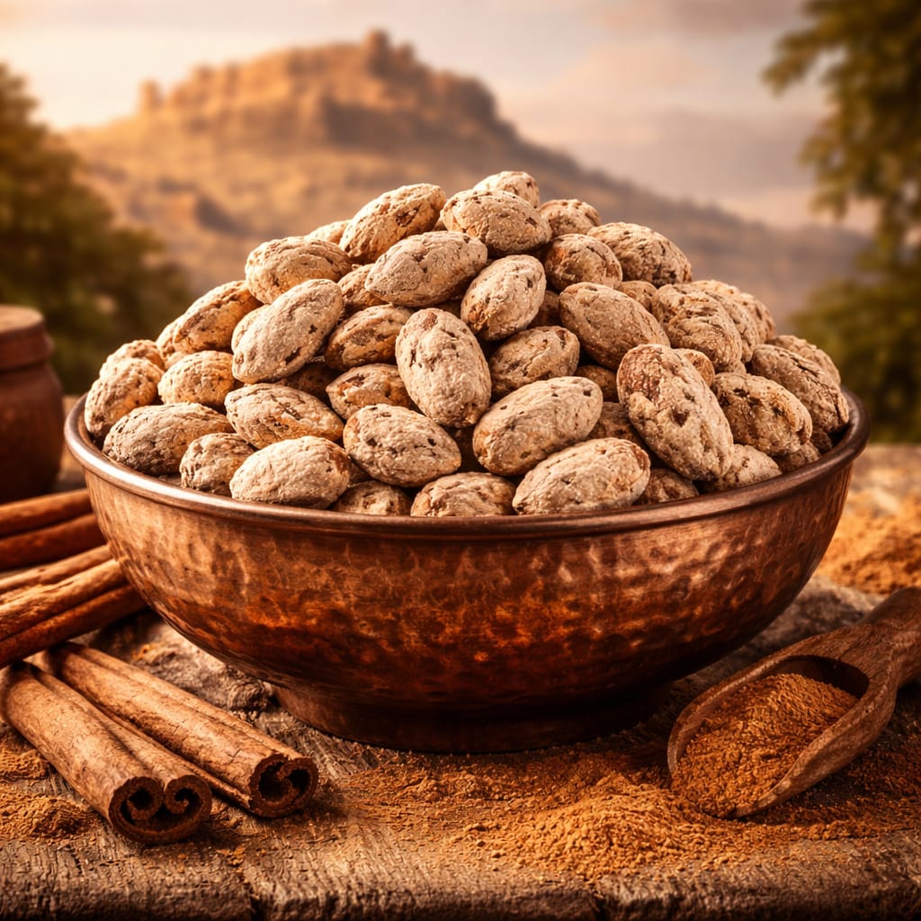 PREMIUM MARDİN YÖRESEL TARÇINLI PÜTÜRLÜ BADEM ŞEKERİ (KG FİYATI 565 TL'DİR. KOLİ İÇİ 3 KG'DIR)