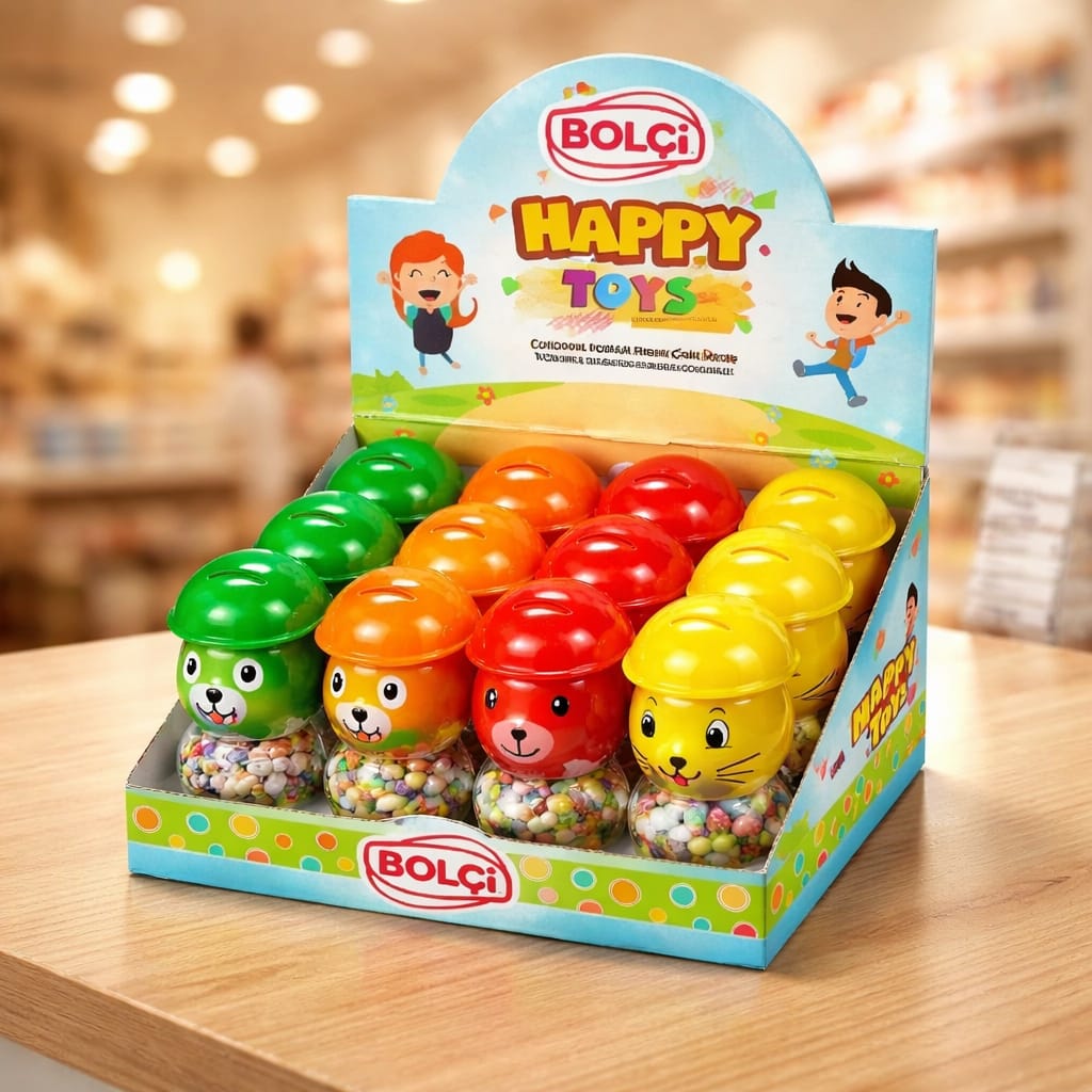 BOLÇİ - BK138 / Happy Toys Sütlü Çikolata Renkli Çakıl Draje 165g (ADET FİYATI 172 TL'DİR. KOLİ İÇİ 12 ADETTİR)