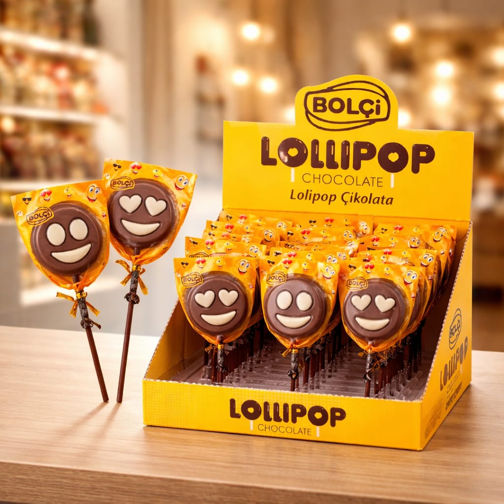 BOLÇİ -- CK043 Sütlü Lolipop Çikolata 24g (ADET FİYATI 36 TL'DİR. DİSPLAY İÇİ 24 ADETTİR)
