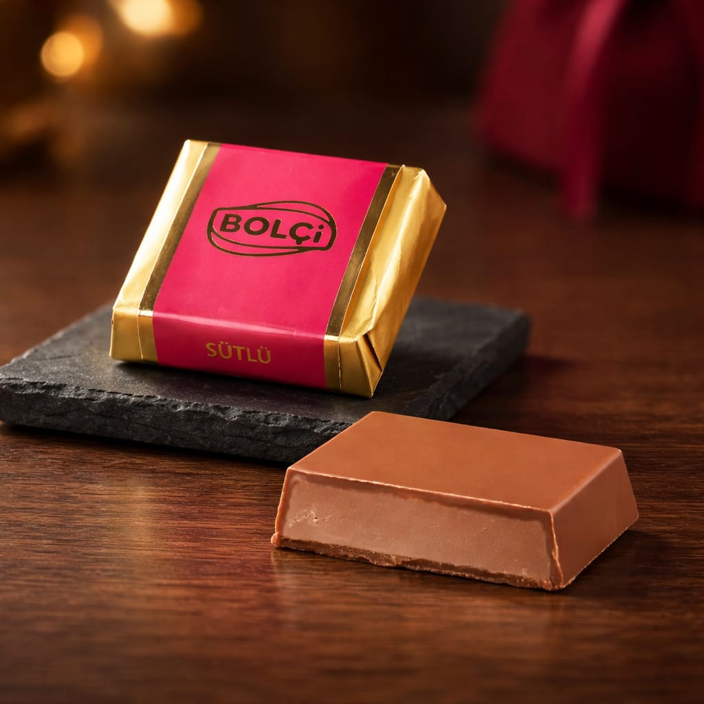 BOLÇİ -- C616 / Fındık Gianduja Dolgulu Sütlü Kare Çikolata 16g (KG FİYATI 1000 TL'DİR. KOLİ İÇİ 3.200 KG'DİR)