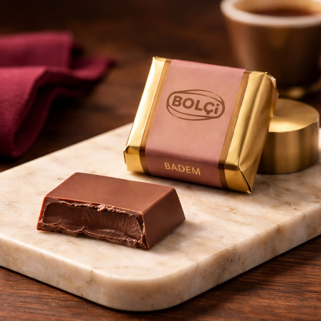 BOLÇİ -- C615 / Badem Gianduja Dolgulu Sütlü Kare Çikolata 16g (KG FİYATI 990 TL'DİR. KOLİ İÇİ 3.200 KG'DİR)