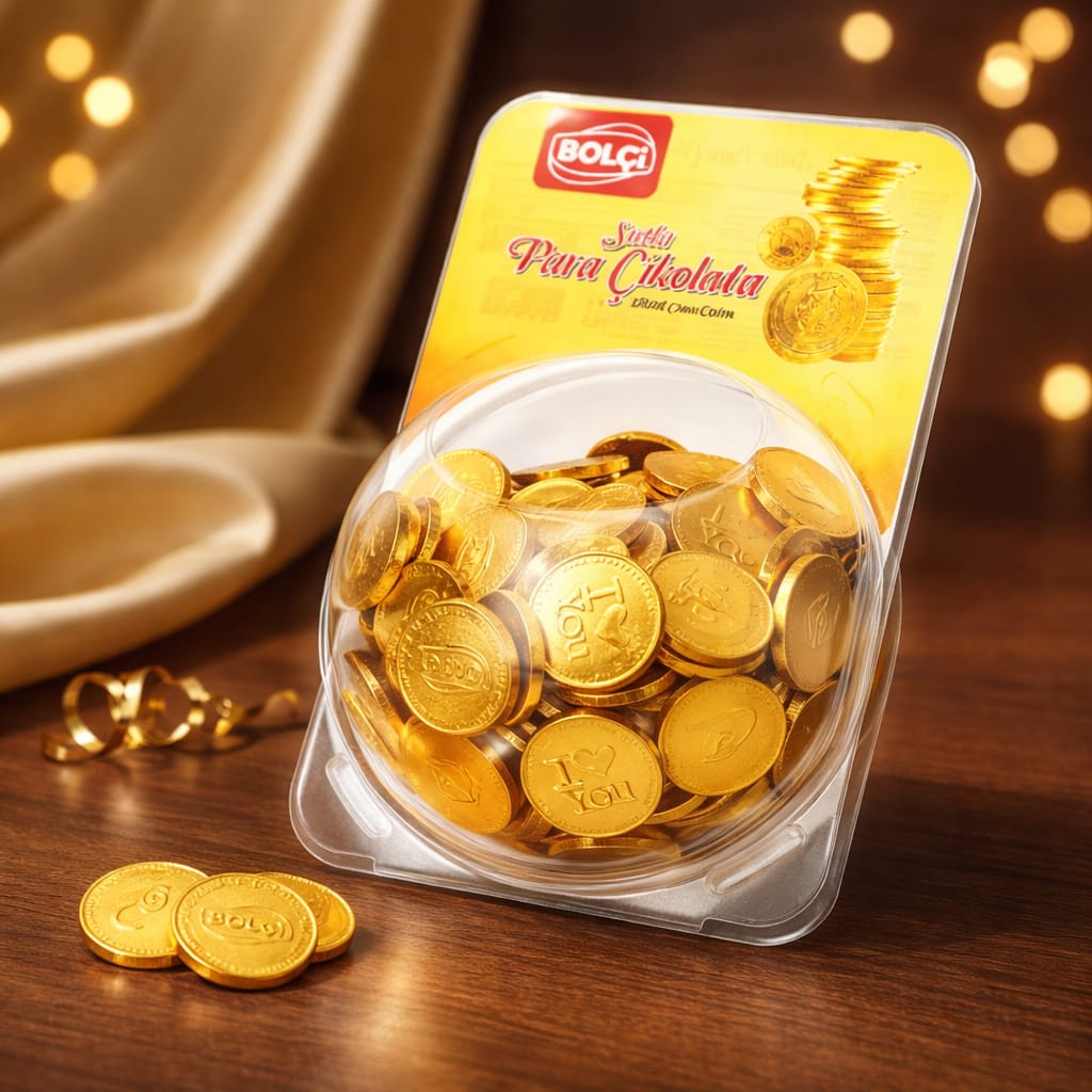 BOLÇİ -- BK071 / Para Çikolata 7g (KÜRE İÇİ 280 ADETTİR. ADET FİYATI 8.45 KRŞ'TUR. KÜRE FİYATIDIR.)