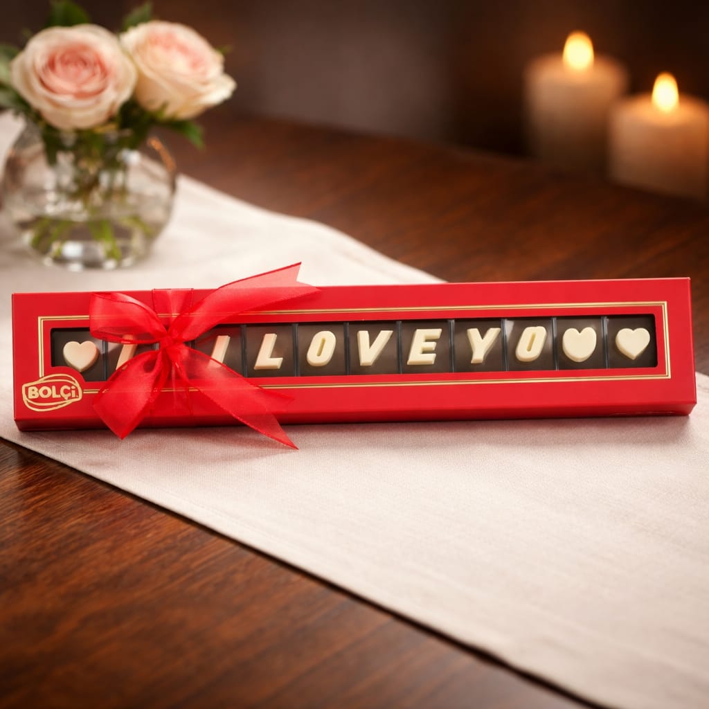 BOLÇİ -- CK266 Harf Sütlü Çikolata 82g ( I Love You) (ADET FİYATIDIR. KOLİ İÇİ 24 ADETTİR)