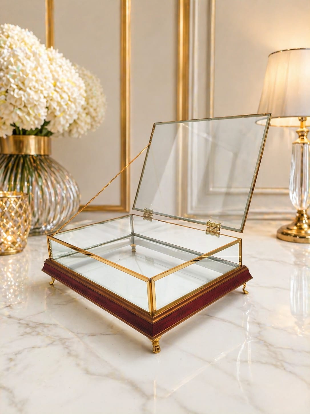 KDD SUDE BORDO-VİŞNE KALIN ÇİFT KATLI ALTIN 30*20 CM KULPSUZ AYAKLI -21 - (0702)