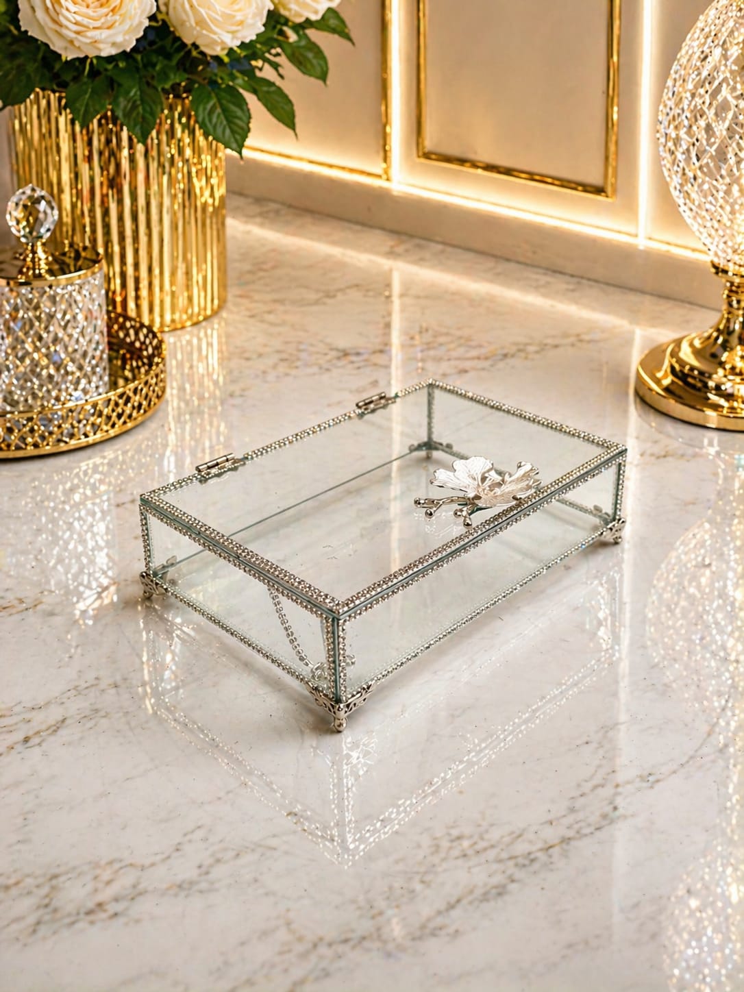 KDD GÜMÜŞ KELEBEK TAŞLI AYAKLI 25*16 CM (0503) - 1005