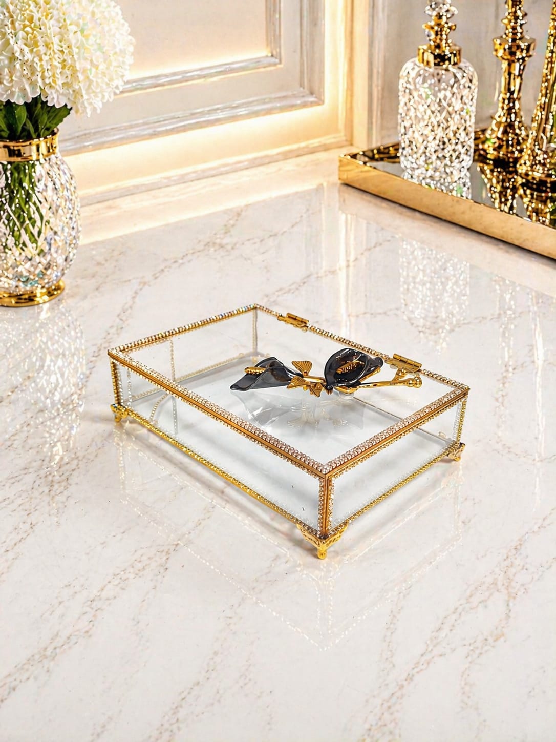 KDD FÜME ALYA LALEZAR TAŞLI AYAKLI ALTIN 25x16 CM  - (0505) - 1220