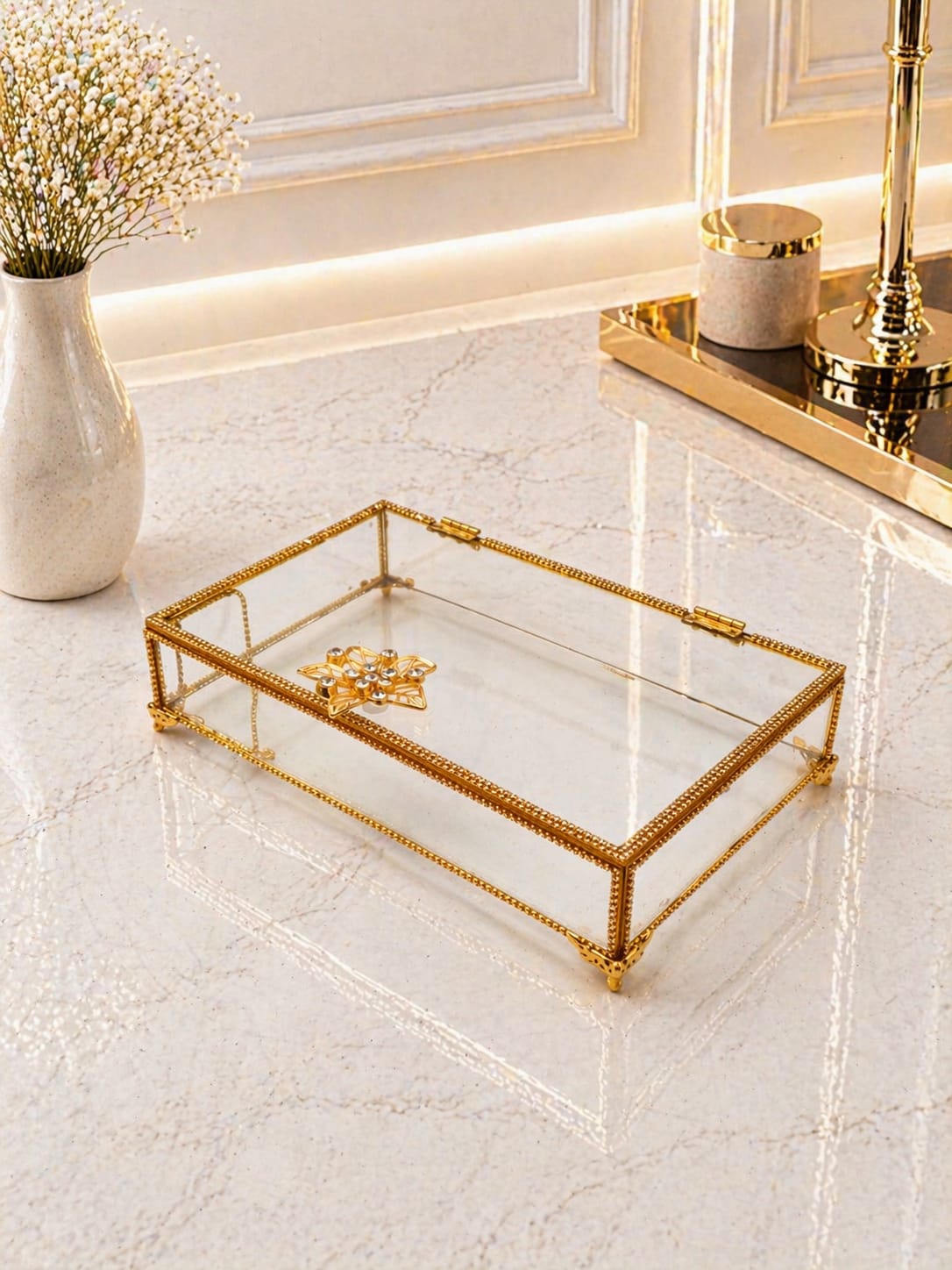 KDD ALTIN BROCHE TAŞLI AYAKLI 30*20 CM - 229 - (0502)