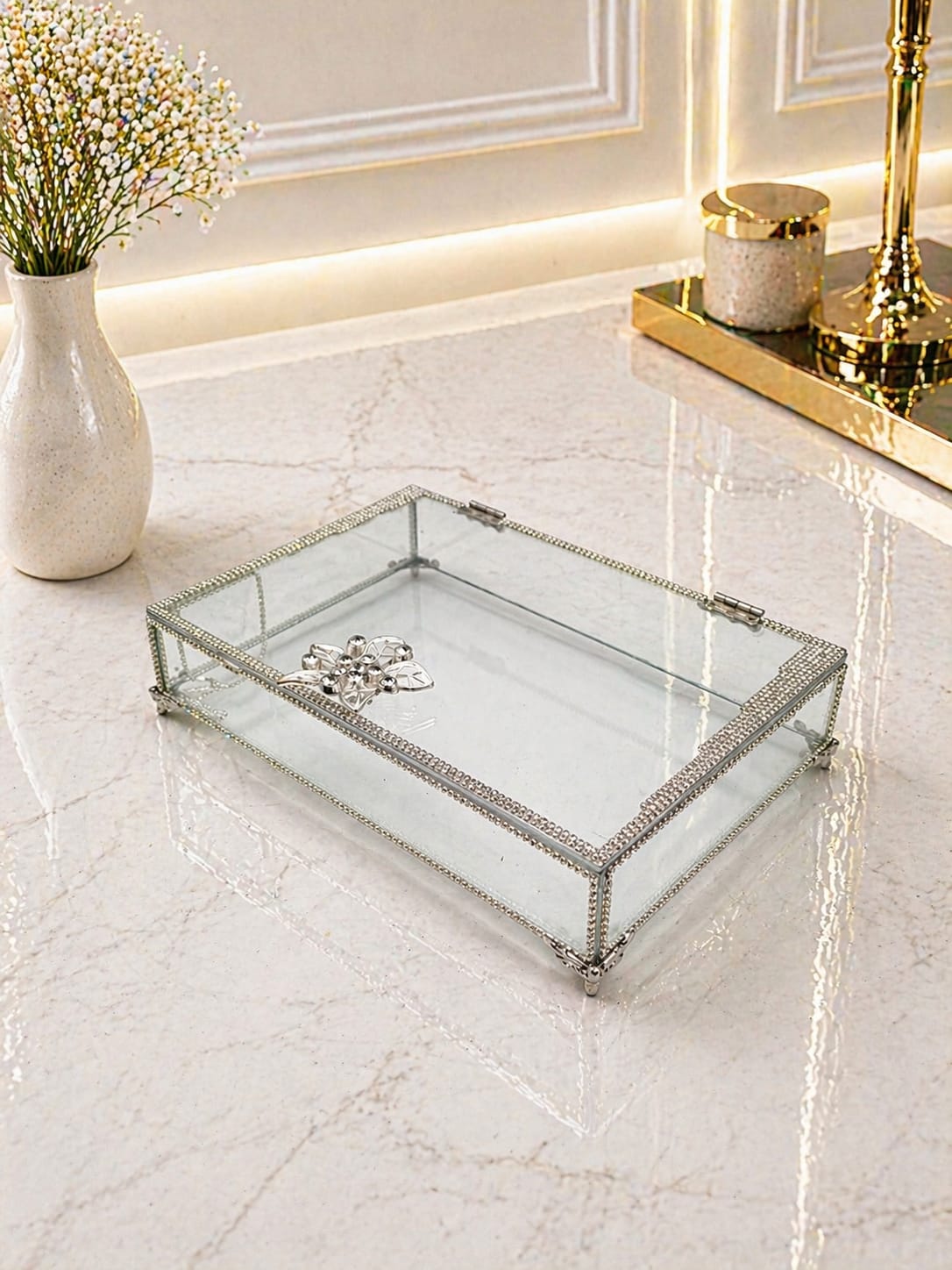 KDD GÜMÜŞ BROCHE TAŞLI AYAKLI 30*20 CM - 230 - (0502)