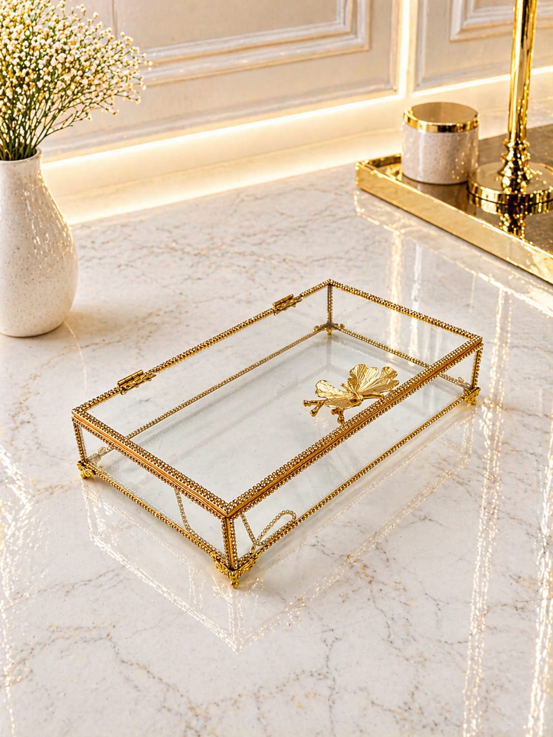 KDD KELEBEK TAŞLI 30*20 CM ALTIN AYAKLI - 244 - (0503)