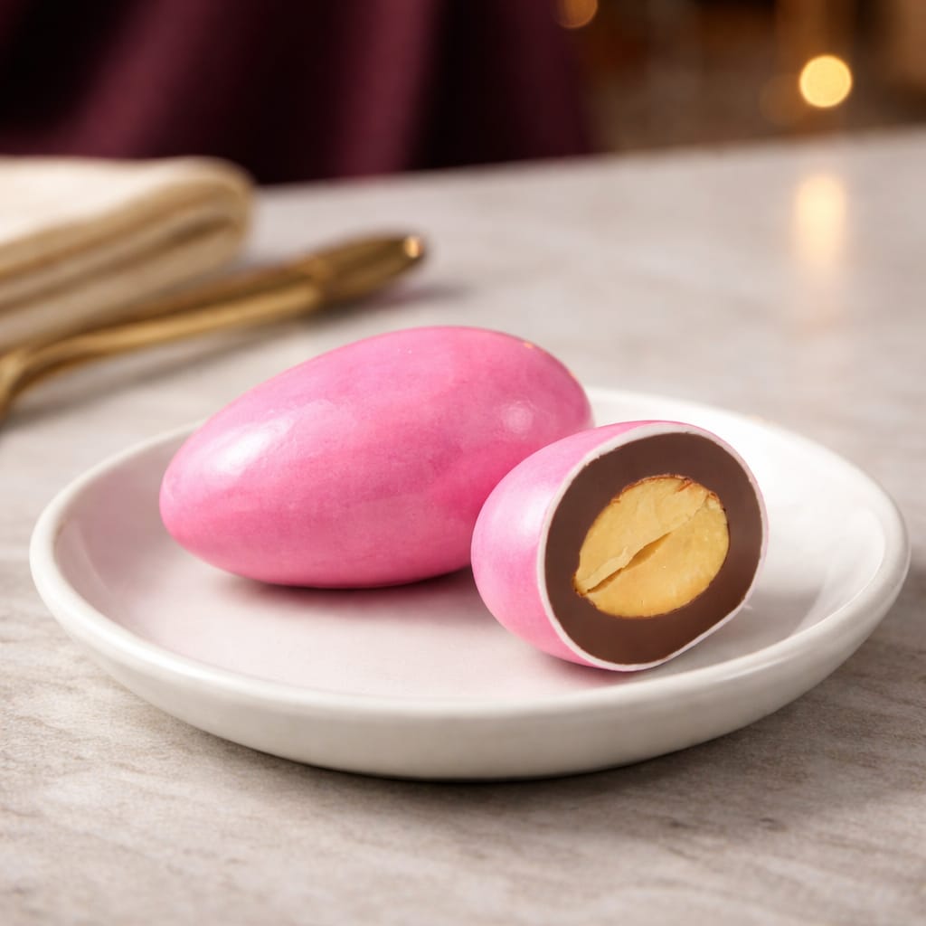 BOLÇİ -- D058 / Renkli Badem Draje PEMBE (KG FİYATI 720 TL'DİR. KOLİ İÇİ 3 KG'DİR)