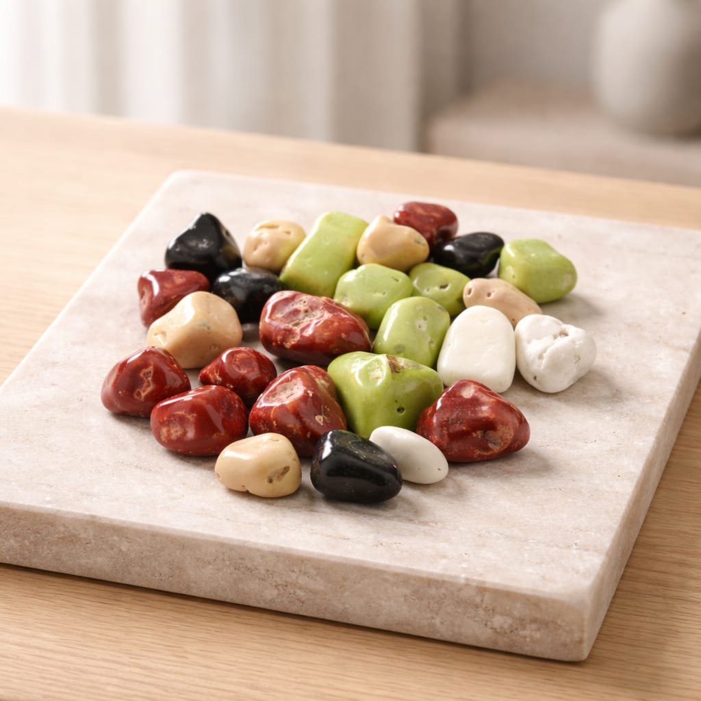 TAHA AMBİYANS RENKLİ ÇAKILTAŞI SÜTLÜ DRAJE (KG FİYATI 398 TL'DİR. KUTUSU 3 KG'DIR)