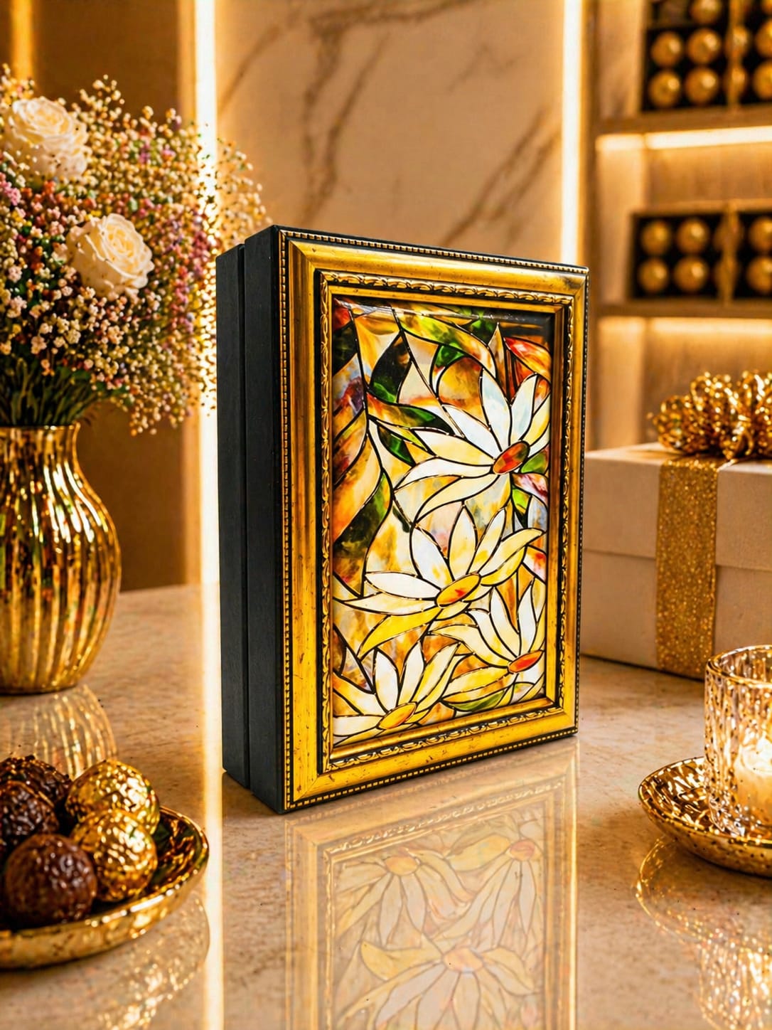 LB 24 GÖZLÜ KANVAS ALTIN VARAK EL İŞÇİLİĞİ ÇALIŞMASI 22*30 CM -46