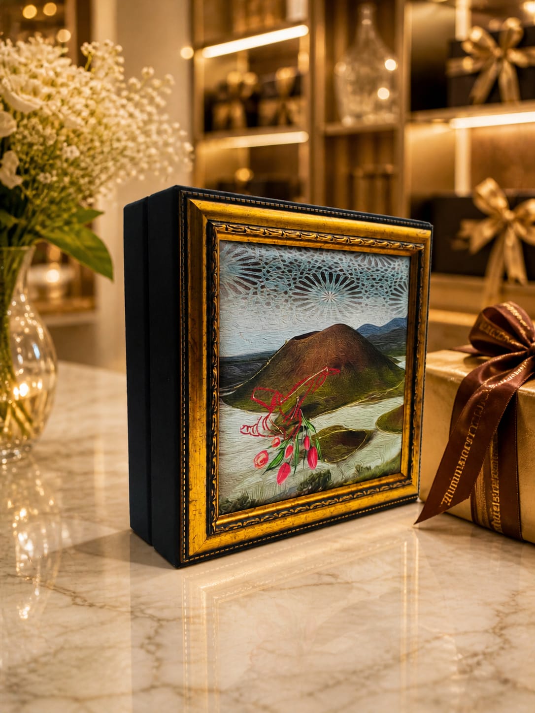 LB 25 GÖZLÜ KANVAS ALTIN VARAK EL İŞÇİLİĞİ ÇALIŞMASI 30*30 CM -108