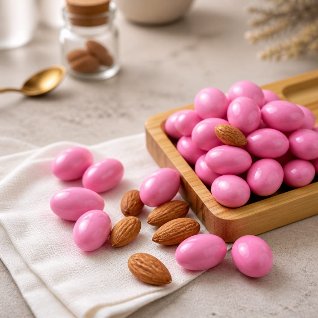 PKL YADA MR -PEMBE RENKLİ BADEM DRAJE (KG FİYATI 546 TL'DİR. KUTU İÇİ 3 KG'DİR)