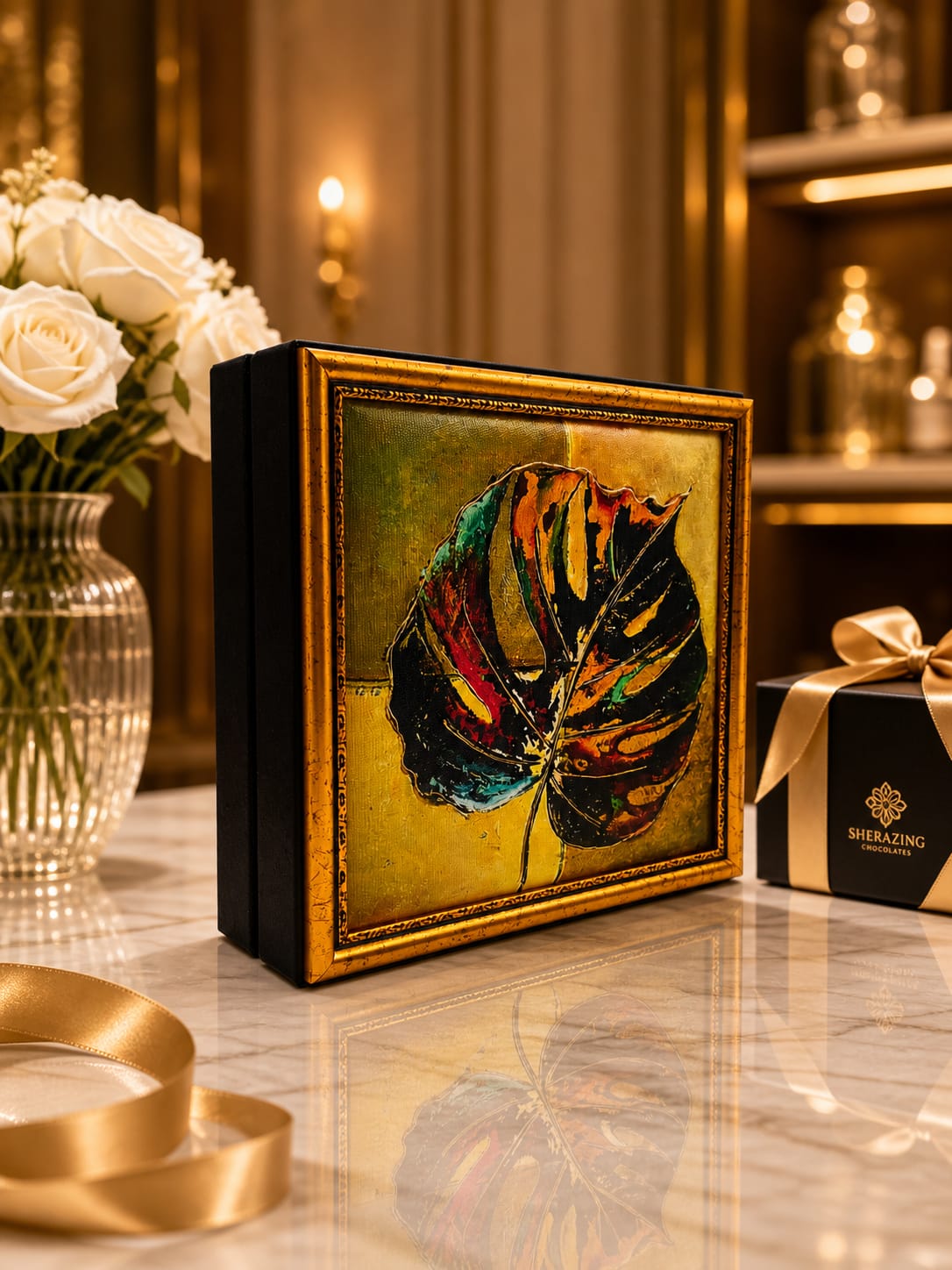 LB 25 GÖZLÜ KANVAS ALTIN VARAK EL İŞÇİLİĞİ ÇALIŞMASI 30*30 CM  - 114