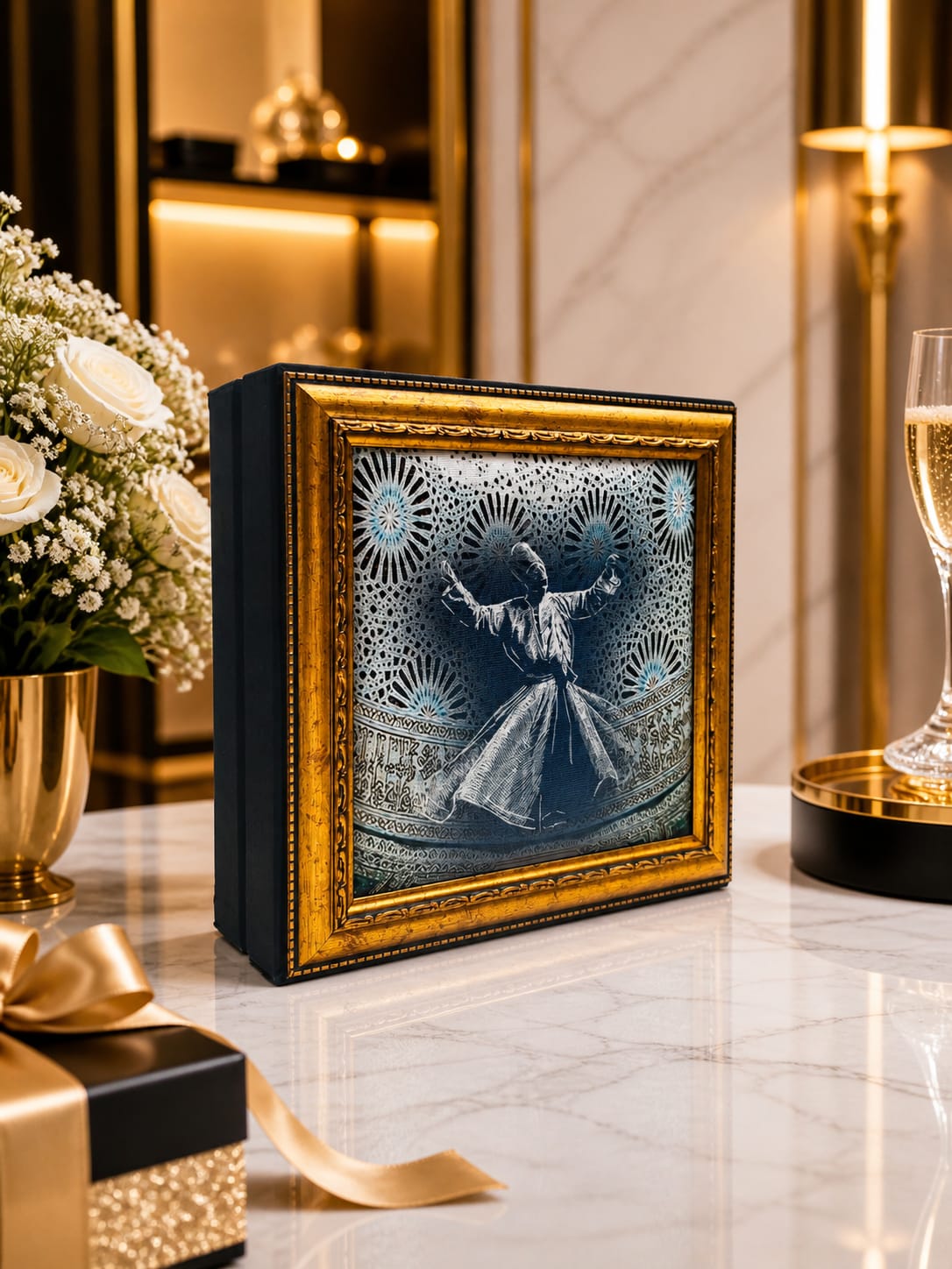 LB 25 GÖZLÜ KANVAS ALTIN VARAK EL İŞÇİLİĞİ ÇALIŞMASI 30*30 CM -111