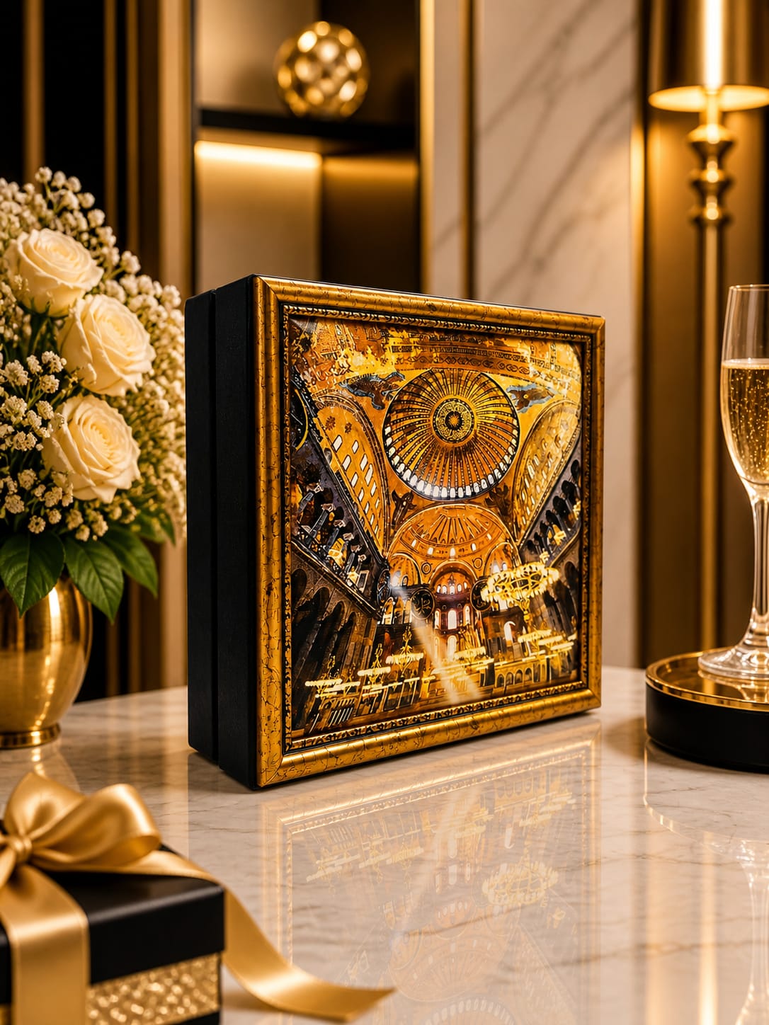 LB 25 GÖZLÜ KANVAS ALTIN VARAK EL İŞÇİLİĞİ ÇALIŞMASI 30*30 CM - 1907