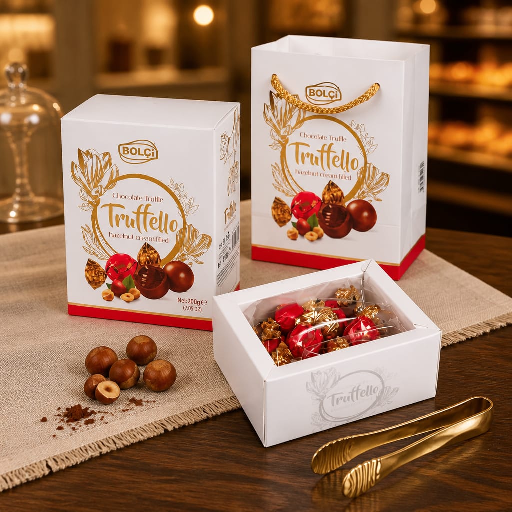 BOLÇİ -- CK305 / Trufello Fındık Krema Dolgulu Sütlü Çikolata 200g (ADET FİYATIDIR. KOLİ İÇİ 8 ADETTİR)