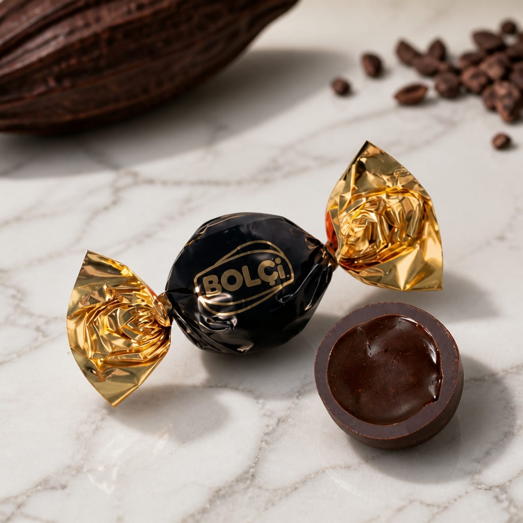 BOLÇİ -- C638 / Twist Siyah Bitter Pralin Dolgulu 2,9 Kg (KG FİYATI 810 TL'DİR. KOLİ İÇİ 2.900 KG'DİR)