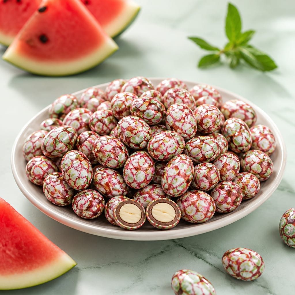 MR PREMIUM KARPUZLU BADEM DRAJE FİLDİŞİ SÜTLÜ ÇİKOLATA (KG FİYATI 898 TL'DİR. KUTU İÇİ 3 KG'DIR)